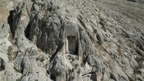 Meher Gate, Epic Drone View, Urartian Rock-Cut Doorway, Van, Turkey, 900 BC, 4K Stock Footage 318062122