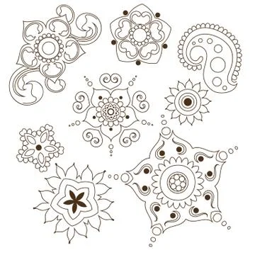 Mehndi flower indian pattern isolared on white background design for henna Illustrazione stock