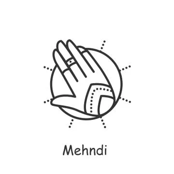 Mehndi line icon. Editable vector illustration Stock Illustration