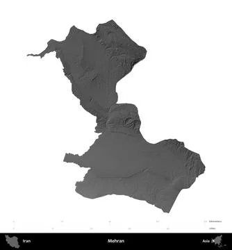 Mehran, Iran, isolated on white. Grayscale Stock Illustration