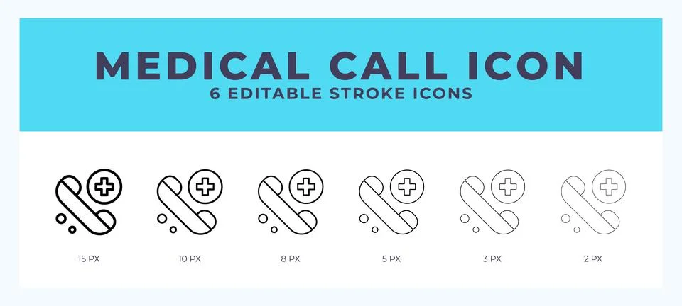 Meidical call stroke icon for web. Mobile apps and ui. Stock Illustration