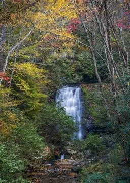 Meigs Falls Surrounded by Fall Foliage Stock Photos