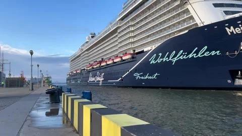 Mein Schiff 1 Docking at Klaipeda Cruise Terminal – 2024 Stock Footage 307325905