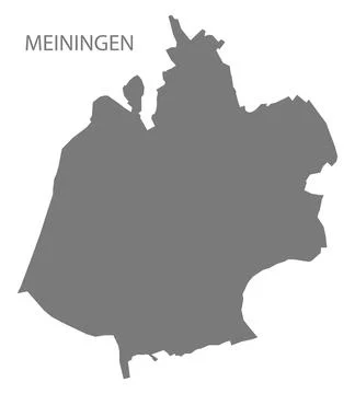 Meiningen German city map grey illustration silhouette shape Stock Illustration