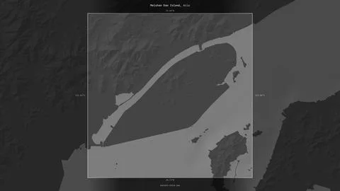 Meishan Dao Island, China, highlighted and labelled. Bilevel Stock Illustration