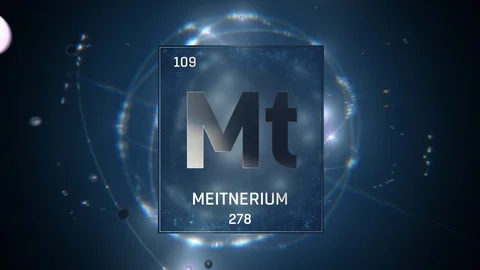 Meitnerium as Element 109 of the Periodic Table 3D illustration on blue 库存影片 120667322