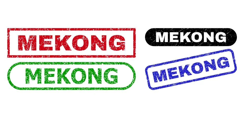 MEKONG Rectangle Watermarks Using Corroded Style Stock Illustration