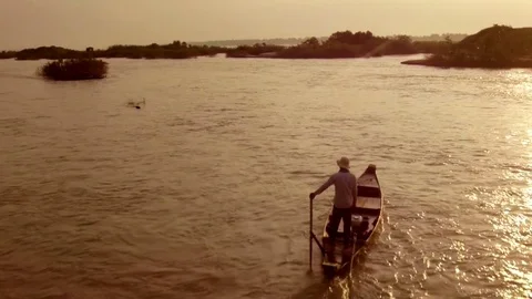 Mekong River in Cambodia Stock Footage 74193217
