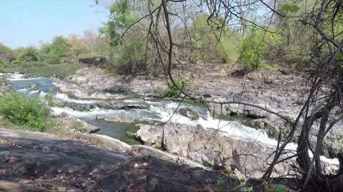 Mekong River Rapids, Don Khon island, Si Phan Don, Four Thousand Islands, Laos Stock Footage 282292626