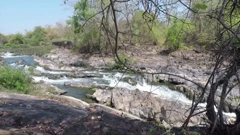 Mekong River Rapids, Don Khon island, Si Phan Don, Four Thousand Islands, Laos Stock Footage 282292928