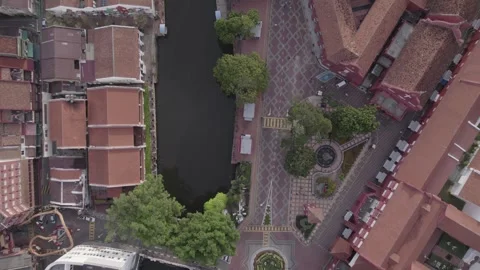 Melaka Malacca River Dutch Square Aerial Stock Footage 276403689