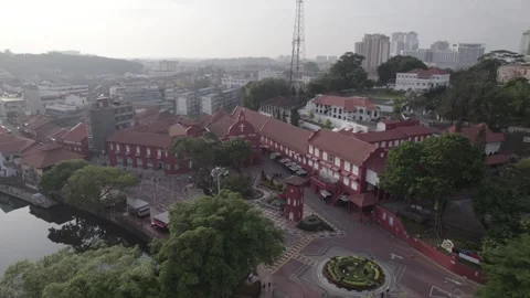 Melaka Malacca River Dutch Square Aerial Stock Footage 276403736