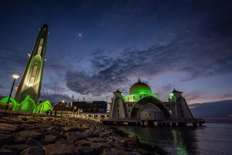 Melaka Straits Mosque Stock Photos