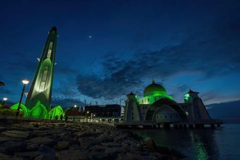 Melaka Straits Mosque Stock Photos