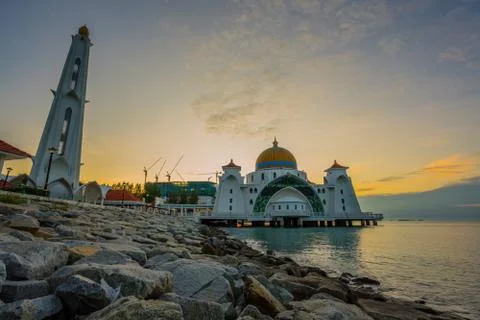 Melaka Straits Mosque Stock Photos
