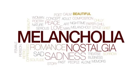Melancholia animated word cloud, text design animation. Kinetic typography. Stock Footage 77259287