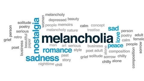 Melancholia animated word cloud, text design animation. Stock Footage 78045864