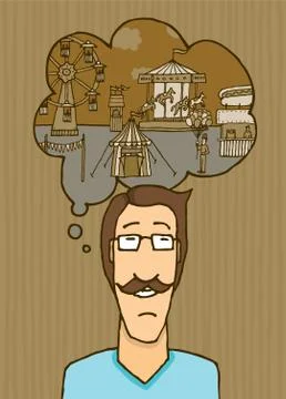 Melancholic guy thinking of carnival Illustrazione stock