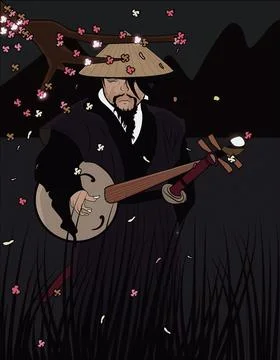 Melancholic Samurai Stock Illustration