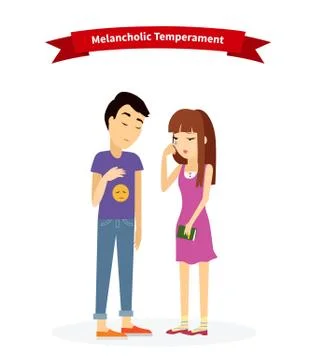 Melancholic Temperament Type People Stock Illustration