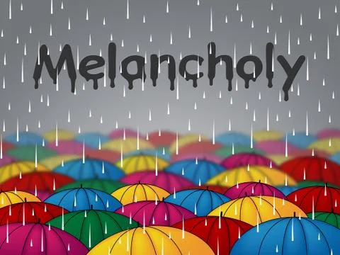 Melancholy Rain Indicates Low Spirits And Dejectedness Stock Illustration