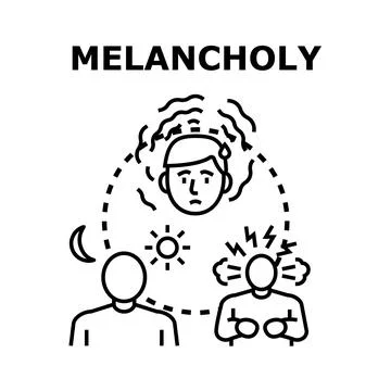 Melancholy thoughts featuring sadness and anger concept Stock Illustration