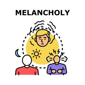 Melancholy thoughts featuring sadness and anger concept Stock Illustration