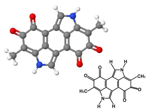 Melanin molecule with chemical formula Ilustración de archivo