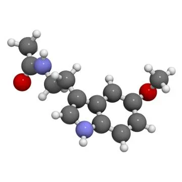 Melatonin hormone, molecular model. Stock Illustration