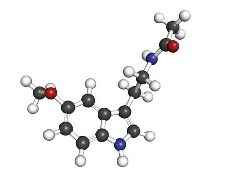 Melatonin hormone, molecular model. Stock Illustration