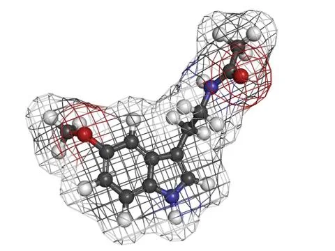 Melatonin hormone, molecular model. Stock Illustration