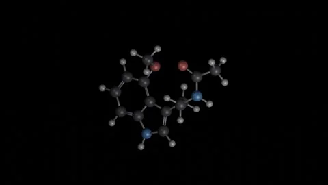 Melatonin Molecule Rotating on Black Background Vídeos de archivo 344702036