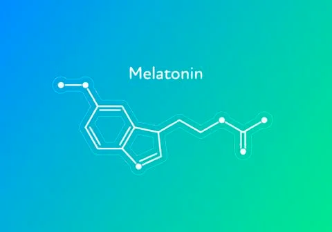 Melatonin structure on blue to green background Stock Illustration