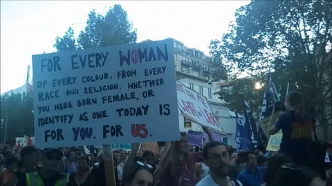 Melbourne, AU MARCH 8 2017: Protest March Melbourne International Women's Day HD Stock Footage 87492762