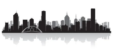 Melbourne australia city skyline vector silhouette Stock Illustration
