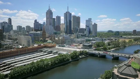 Melbourne Australia skyline cloudscape time lapse Stock Footage 70593891