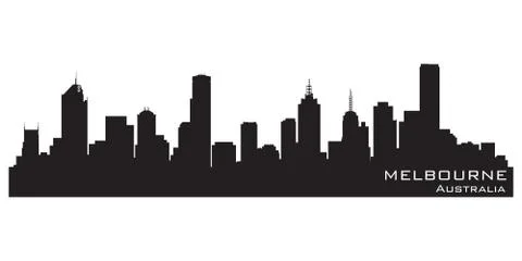 Melbourne, australia skyline. detailed vector silhouette Stock Illustration