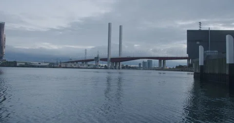 Melbourne bridge with water in foreground Stock Footage 243430090
