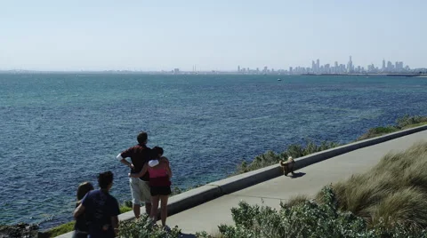 Melbourne Brighton Beach Ocean View Stock Footage 44793252