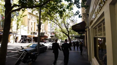 Melbourne CBD Collin St with Tram Video stock 1070096