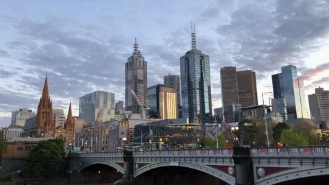 Melbourne CBD skyline Stock Footage 98834891