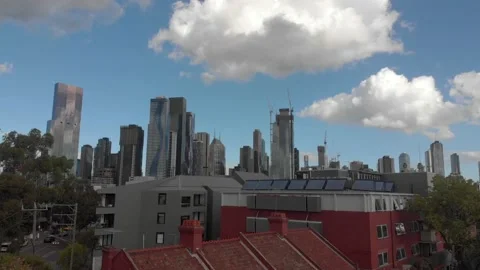 Melbourne CBD view from North Melbourne Stock Footage 151188328