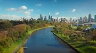 Melbourne City Aerial View Stock Footage