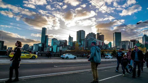 Melbourne City over bridge Stockbeeldmateriaal 27124610