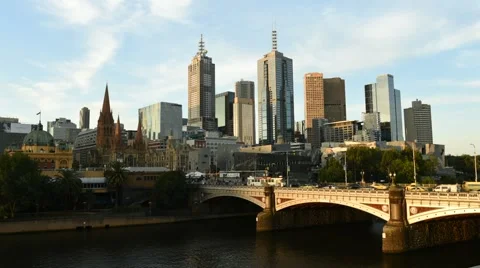 Melbourne City Sunset Timelapse Stockbeeldmateriaal 65747053
