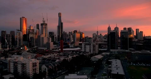 Melbourne City Timelapse Pink Sunrise Australia Stock Footage