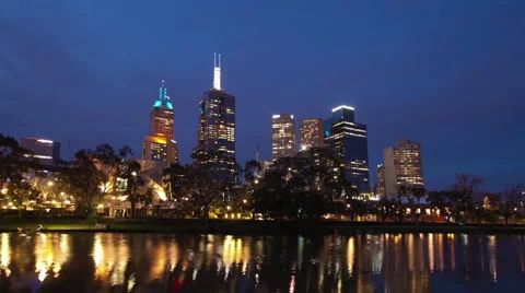 Melbourne Cityscape Sunset Motion Timelapse Stock Footage 56304743