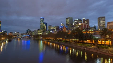 Melbourne Cityscape Sunset Motion Timelapse (Hyperlapse) Stock Footage 64327841
