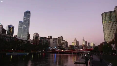 Melbourne cityscape sunset timelapse Vidéo 92465313