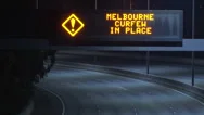 Melbourne Curfew In Place Signage On Freeway Stock Footage